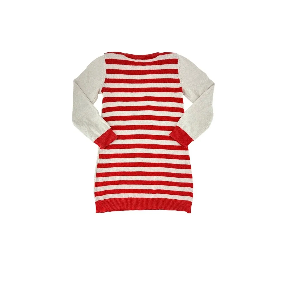 Olivia for Gymboree Girls Red Cream Olivia the Pig Striped Sweater Dress Size 10
